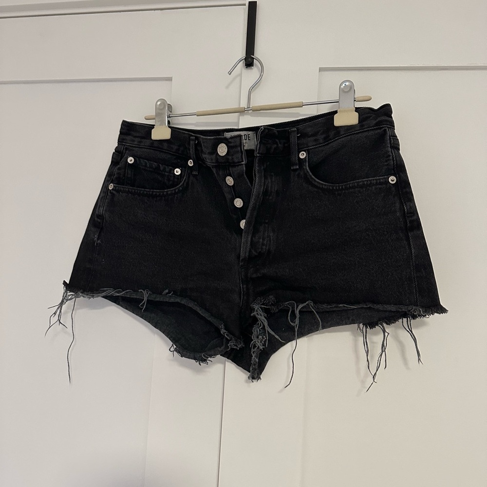 Agolde Black Parker Shorts Cut-Off Distressed